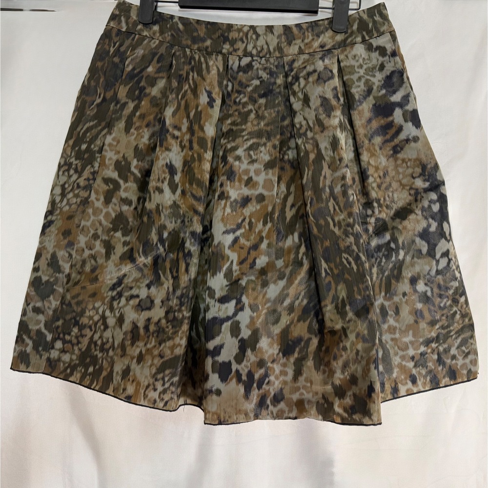 Pink Tartan Animal Print Pleated Mini Skirt Green Tan Size 4 Made in Canada